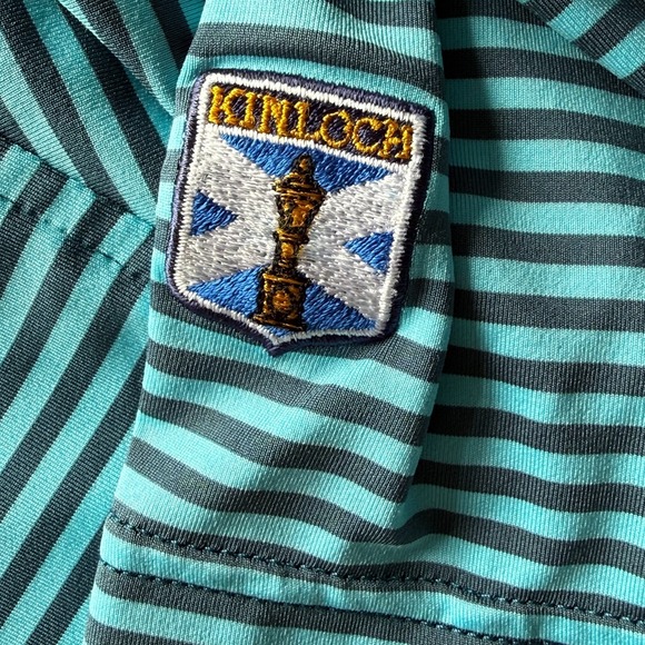 Peter Millar Summer Comfort Golf Polo Blue Stripe Kinloch Logo Men's Large - Picture 5 of 9